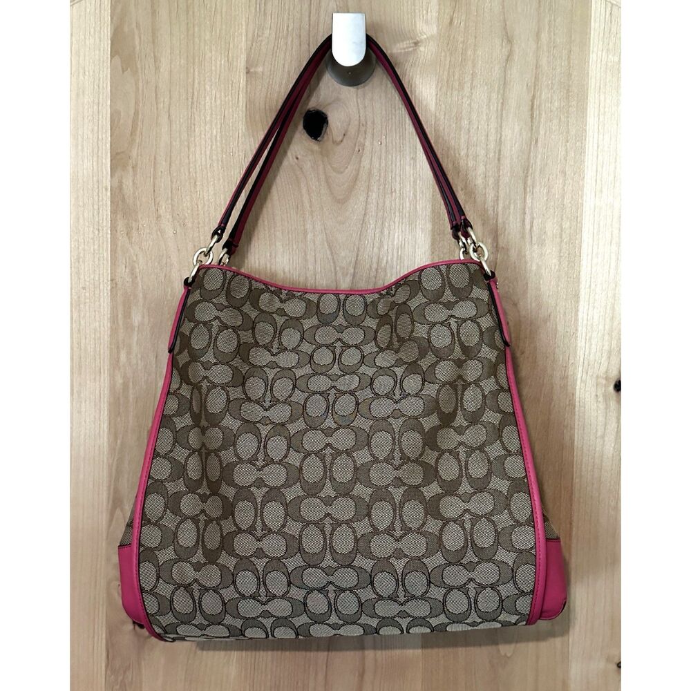 Coach Tan and Pink Shoulder Bag